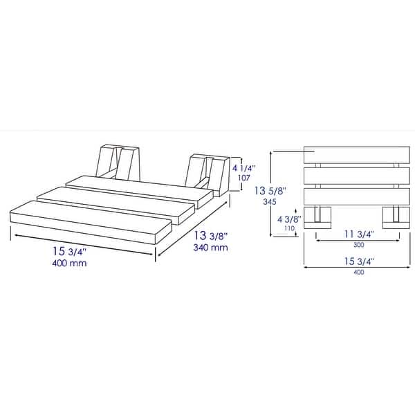 Brushed Nickel 16" Folding Teak Wood Shower Seat Bench Bed Bath